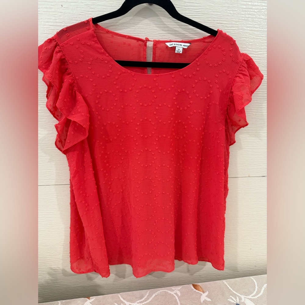 Zac & Rachel Red Textured Blouse